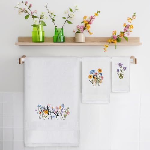 Moukeren 3 Pcs Spring Wildflower Bathroom Towel Set