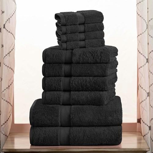 Superior Egyptian Cotton 10-Piece Towel Set - Black