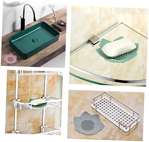 Healifty Grey Silicone Flower Soap Dish Holder 1
