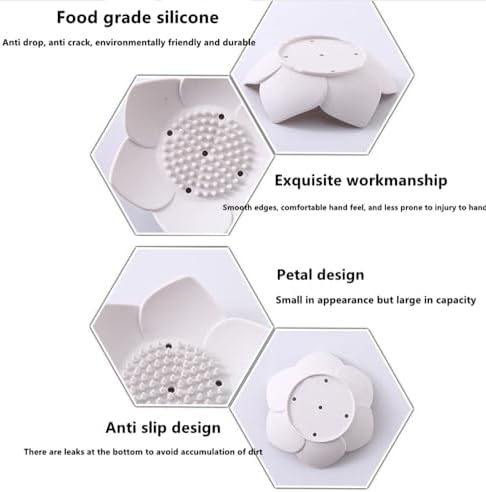 GXMRHWY Silicone Soap Dish Flower Shape Drain Holder Grey