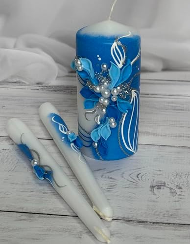 Magik Life Unity Candle Set - 6 Pillar 2x10 Taper Candles - Royal Blue