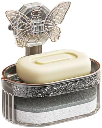 FABEILAI Butterfly Suction Cup Soap Dish - Gray