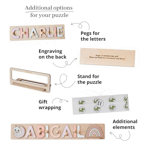 Personalized Wooden Baby Name Puzzle For Toddlers 1-3