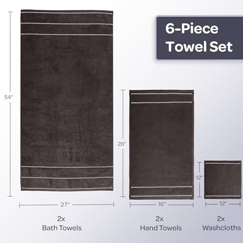 Lavish Home 6 Piece Towel Set - Charcoal Gray 1