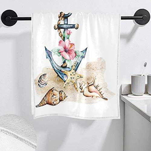 Exnundod Beach Towel with Starfish and Anchor Design 1