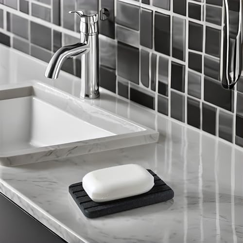 EXCHUES Diatomite Soap Dish with Silicone Feet Gray 1