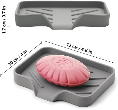 AG Company Silicone Soap Bar Holder - Premium Gray Self-Draining