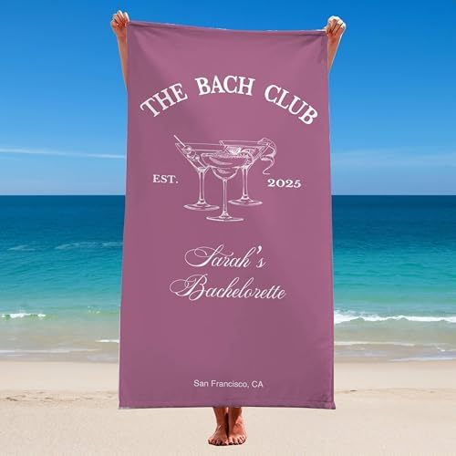 Personalized Bridesmaid Beach Towel with Name Location