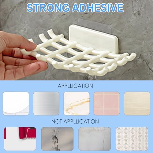 EOREA Self-Draining Soap Holder for Shower No Drilling Adhesive Hooks Black