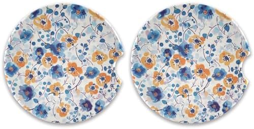 Yellow Flowers Car Cup Holder Coasters 2 Pack