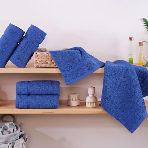 Hawmam Linen Royal Blue Washcloths 13x13 Inch 12 Pack
