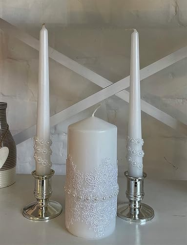 Magik Life Unity Candle Set - 6 Pillar 2 Taper Candles - White