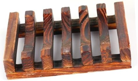 Wakauto Carbonized Wooden Soap Dish Holder for Kitchen Bathroom
