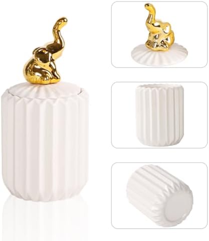Tonxx Q-Tip Holder Dispenser with Lids 2 Pack White Ceramic Jars