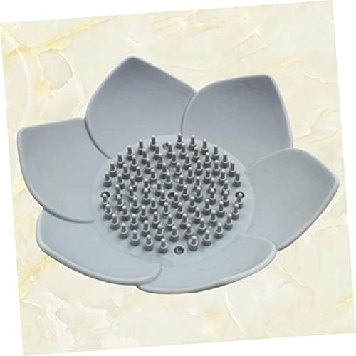 Healifty Grey Silicone Flower Soap Dish Holder 1