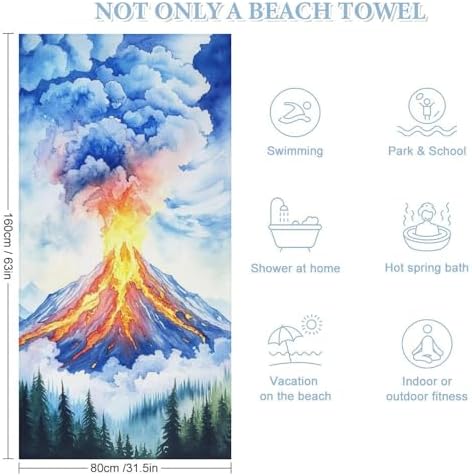 Nature Volcanoes Fluffy Oversized Beach Towel 32x64 Inch