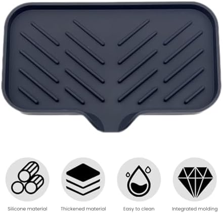 Drain Mat Silicone Soap Dish Anti-Skid Grey Small