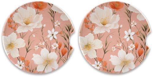 Takiito Flowers Car Cup Holder Coasters 2 Pack