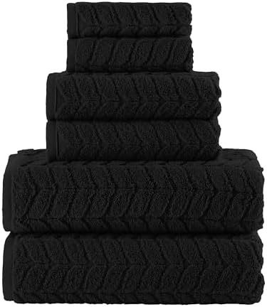 Elegant Comfort 6-Piece Turkish Cotton Towel Set - Black