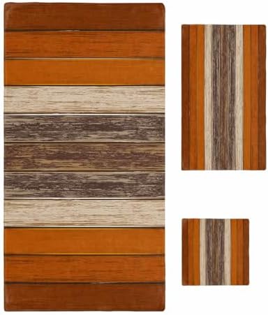 3 Piece Farmhouse Burnt Orange Bath Towel Set with Hand Towel and Washcloth