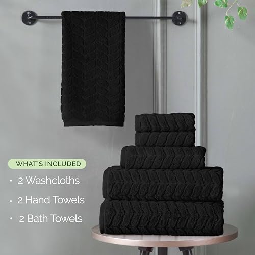 Elegant Comfort 6-Piece Turkish Cotton Towel Set - Black