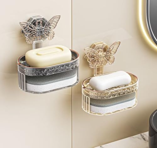 FABEILAI Butterfly Suction Cup Soap Dish - Gray
