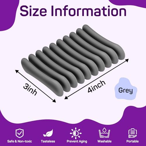 2 Pcs Self Draining Silicone Soap Holder - Waterfall Design Grey