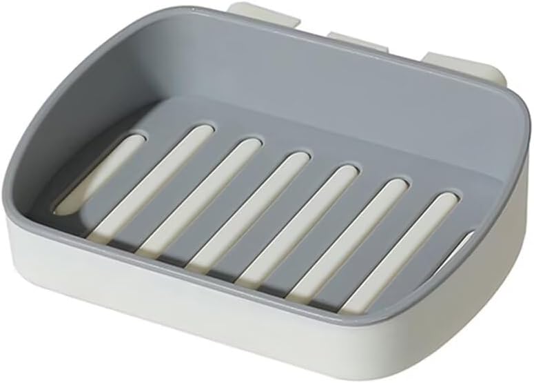 Draining Soap Dish with Water Tray Holder Gray