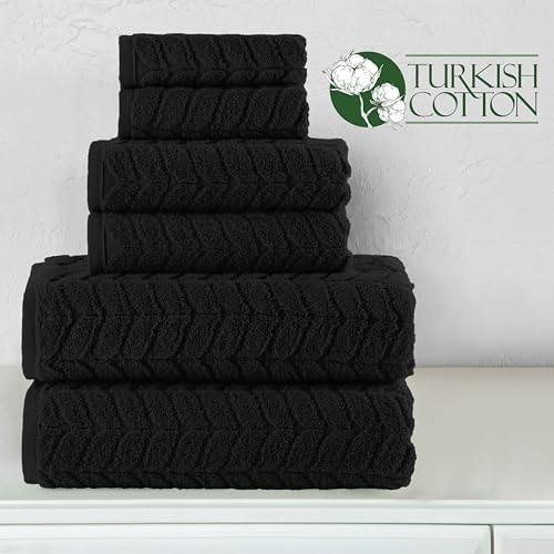 Elegant Comfort 6-Piece Turkish Cotton Towel Set - Black