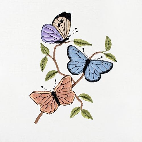 Spring Flurry 2-Piece Hand Towel Set White with Butterfly Applique