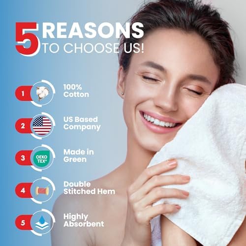 Infinitee Xclusives 100 Cotton Wash Cloths - Pack of 4 12x12 Inches 1