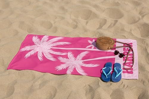 Personalized Beach Towel with Name and Palm Tree Design