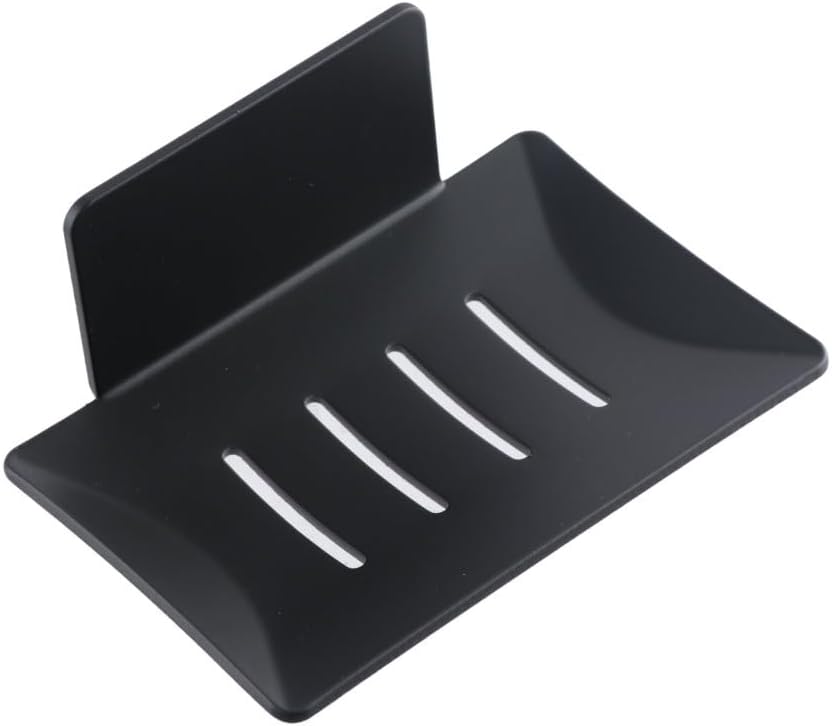 Pokinge Wall Mounted Soap Dish Black Aluminum Alloy Holder