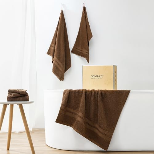 SEMAXE 6-Piece Towel Set Cafe Brown 600GSM 100 Cotton