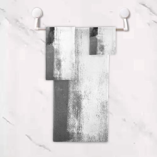 MATEKULI 3-Piece Black White Grey Towel Set