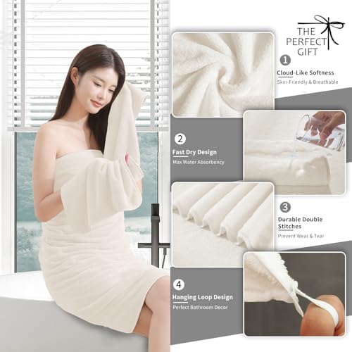 MAGGEA Extra Large Bath Sheet 4 Pack - 35x70 Inch