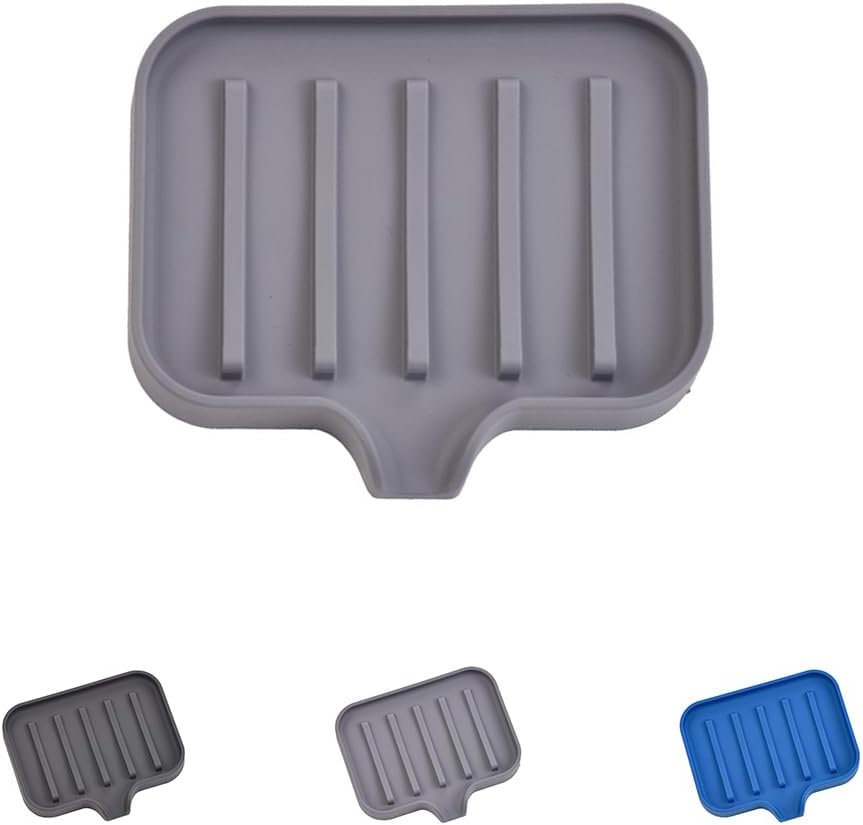 Silicone Self Draining Soap Dish with Non-Slip Base
