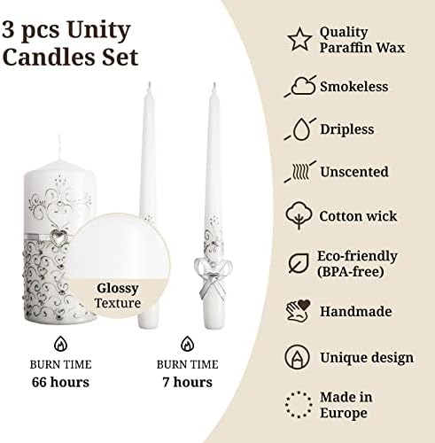 VABA Unity Candles 3 Pcs Wedding Ceremony Set