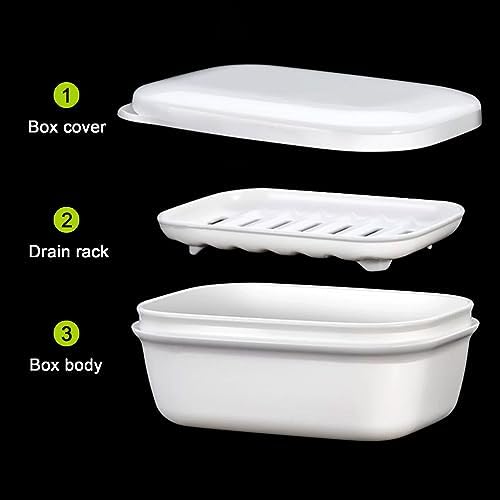 2 Pack Portable Soap Dishes with Leak-Proof Lid and Drain