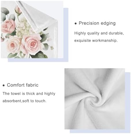 Bolaz 3 Piece Bath Towel Set Pink Rose Hydrangea