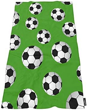 Moslion Comfy Bath Towel Soccer Green Large 64x32 Inches 1