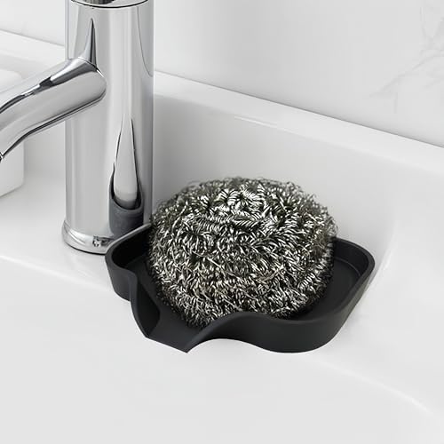 Silicone Soap Dish with Drain Spout - Black 1 Pcs