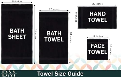 Dewall Maisons 4 Pack Bath Towels - 27x54 Inches 100 Cotton Plush Quick Drying