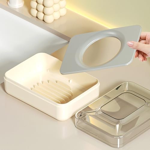 ZEXKENS PET Soap Dish with Drain Rack and Lid 1