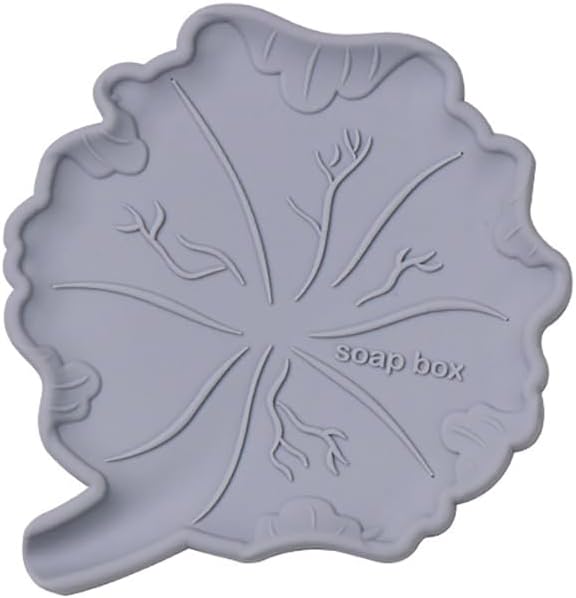 Creative Silicone Soap Holder Lotus Leaf Shape Non Slip Self Draining Light Grey