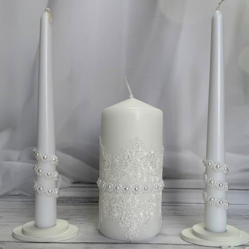 Magik Life Unity Candle Set - 6 Pillar 2 Taper Candles - White
