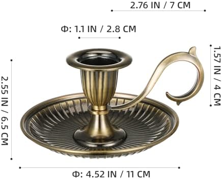 Healifty Vintage Bronze Candlestick Holder with Handle