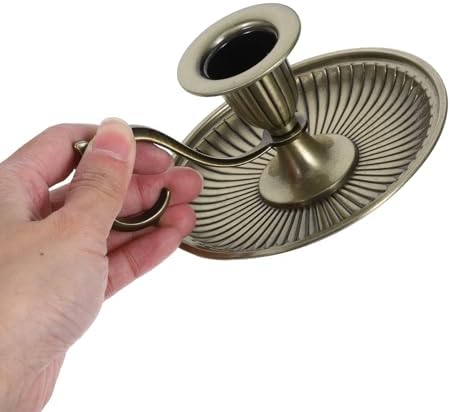 Healifty Vintage Bronze Candlestick Holder with Handle