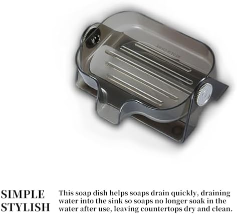 Self-Draining Plastic Soap Dish Holder for Sink and Shower