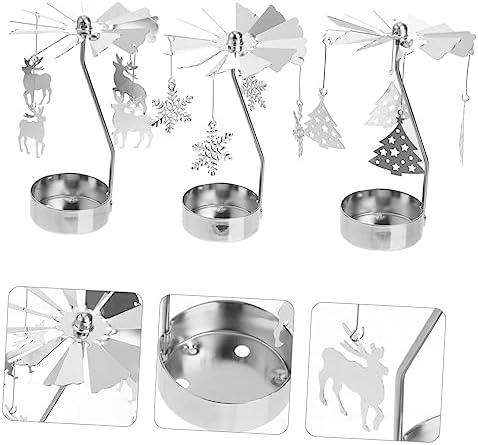 3Pcs Spinning Snowflake Candle Holder for Christmas